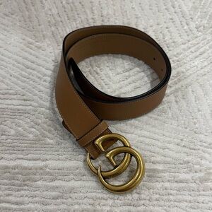 Gucci Tan Leather Belt with Gold Buckle